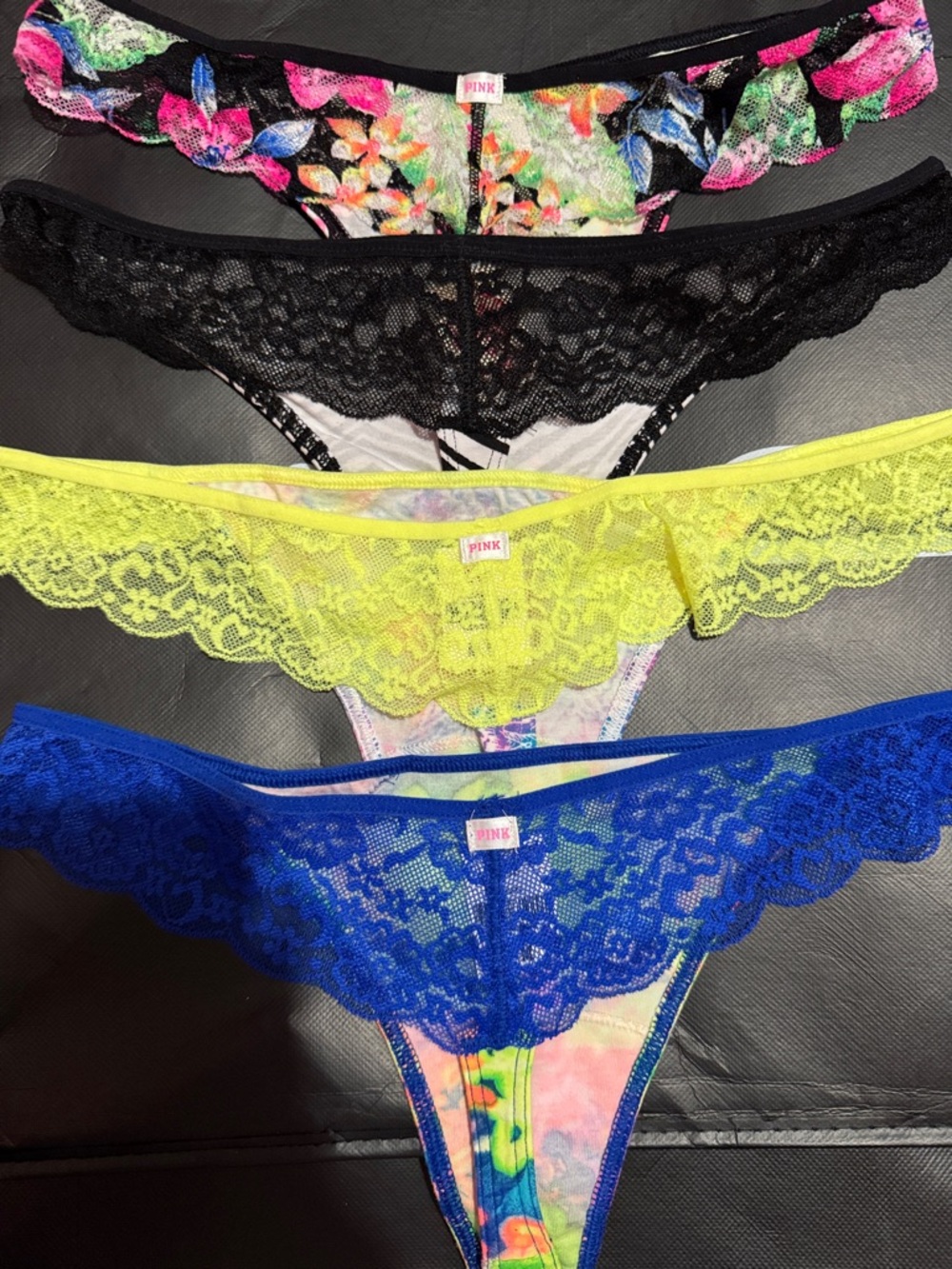 Victoria’s Secret PINK Low Rise Cotton Thong 7 Pack Mixed Colours - Picture 3 of 4